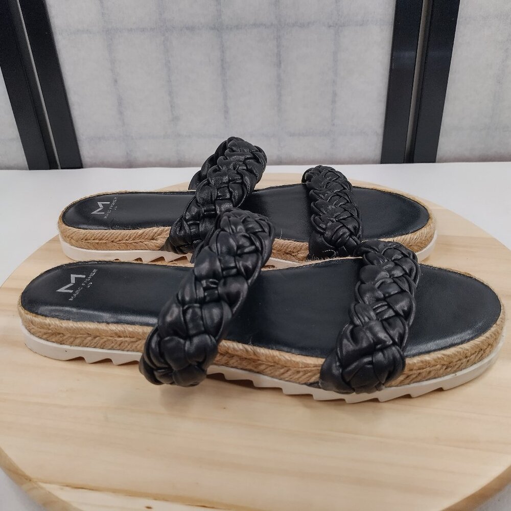 Marc Fisher Braided Woven Black Strap Espadrille Jaimee Casual Women US 11M